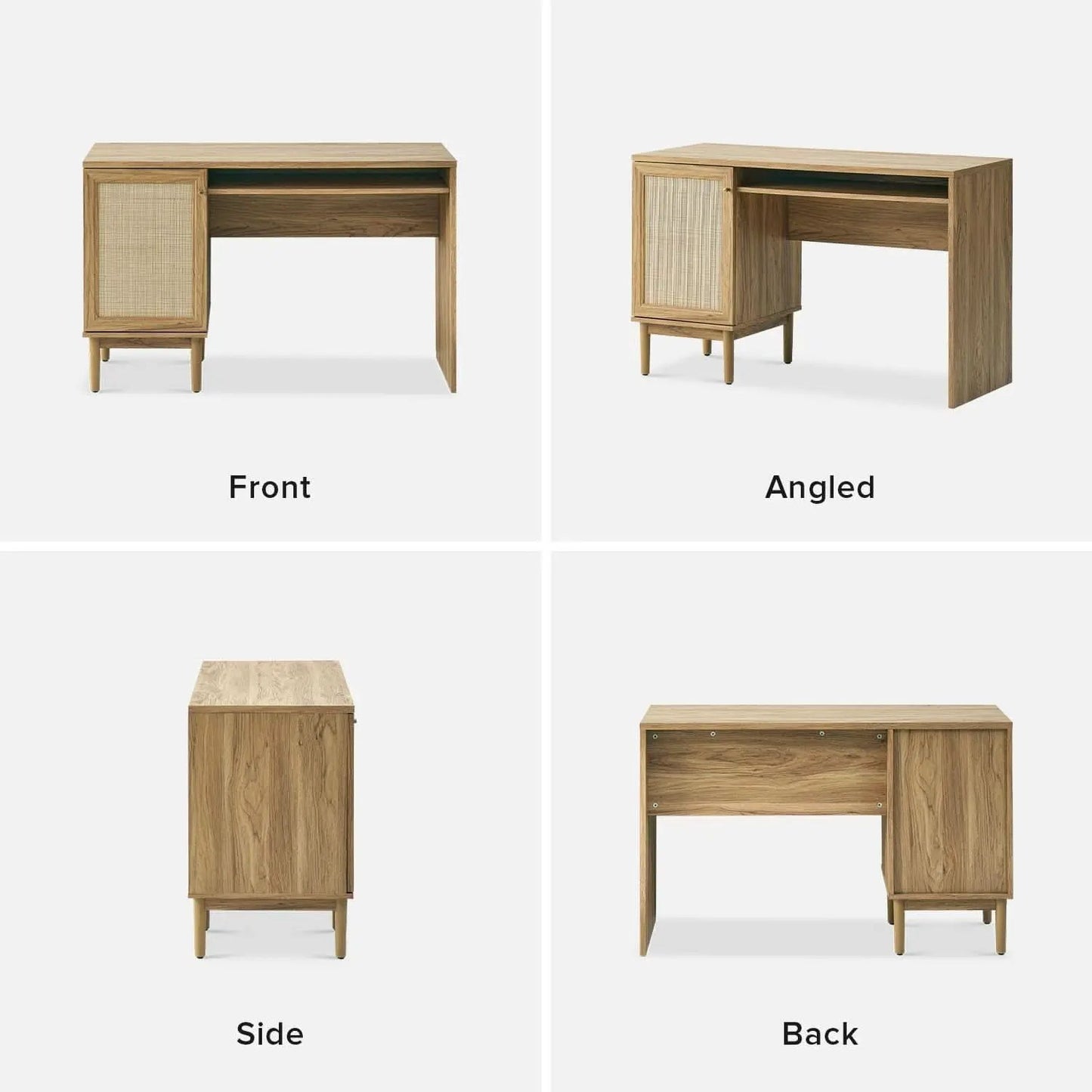 Adjustable Rattan Desk With Hidden Storage And Shelves from PriceLows™