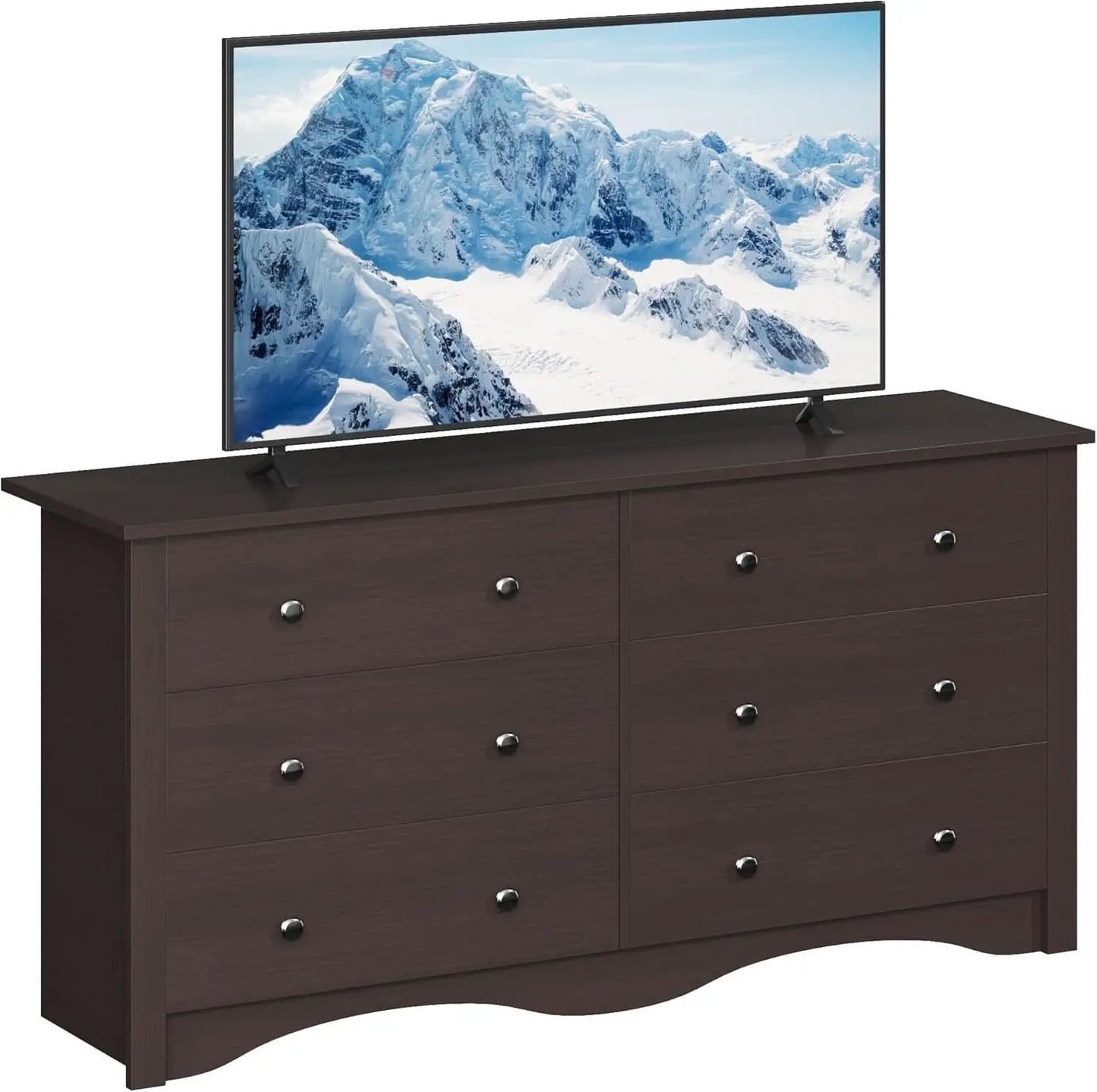6 Drawer Dresser And TV Stand For 65 Inch TV Brown from PriceLows™