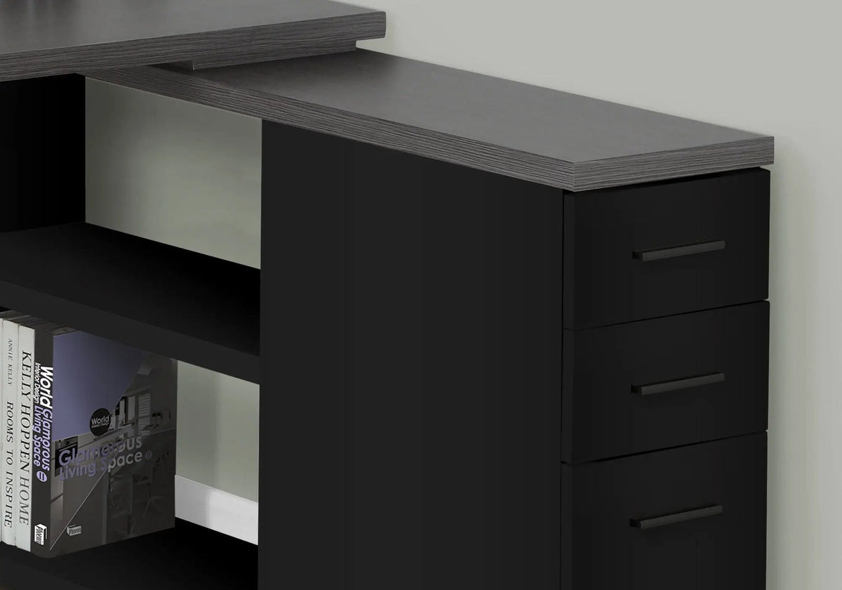 L-Shaped Computer Desk With Drawers | 47.25 Inch Width | Left Or Right Setup | Three Drawers