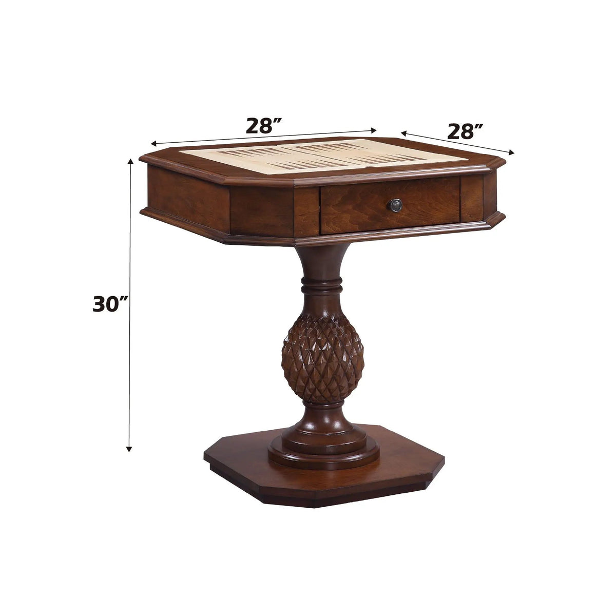 Bishop Cherry Chess Checker Game Table | Reversible Game Tray | Two Storage Drawers | Classic Design