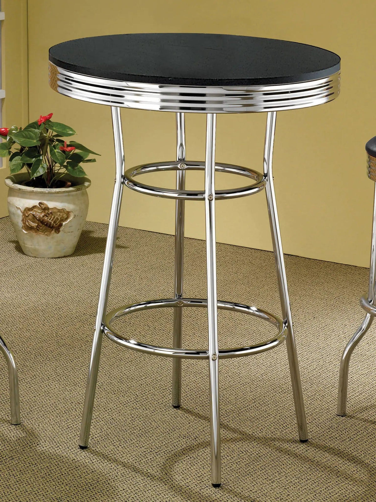 Retro Round 30-inch 1950's Bistro Pub Height Bar Table | 30 x 30 x 41.75 in | Home Furniture | Black