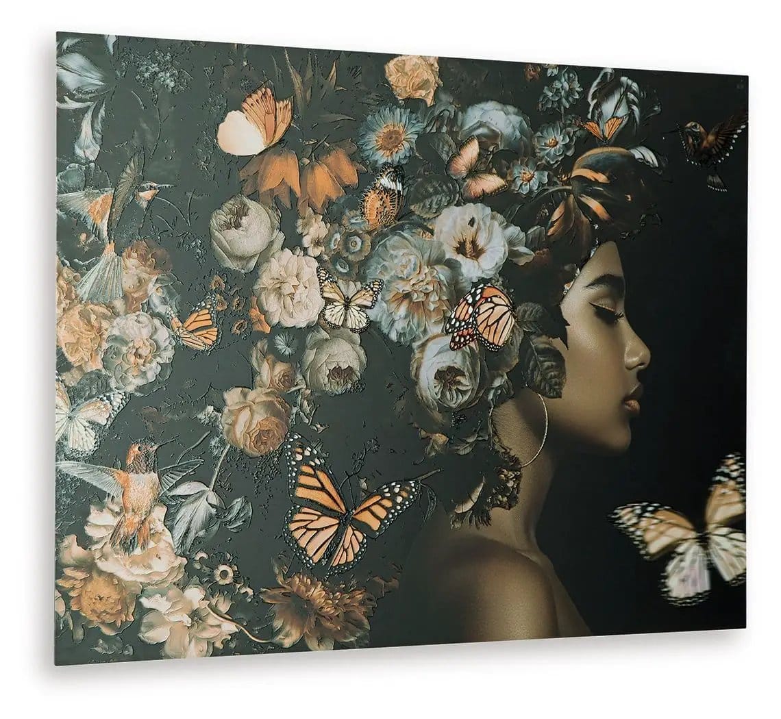 Valfer Wall Art Wall Decor | 48 x 1 x 36 in | Glass | Orange / Black / White