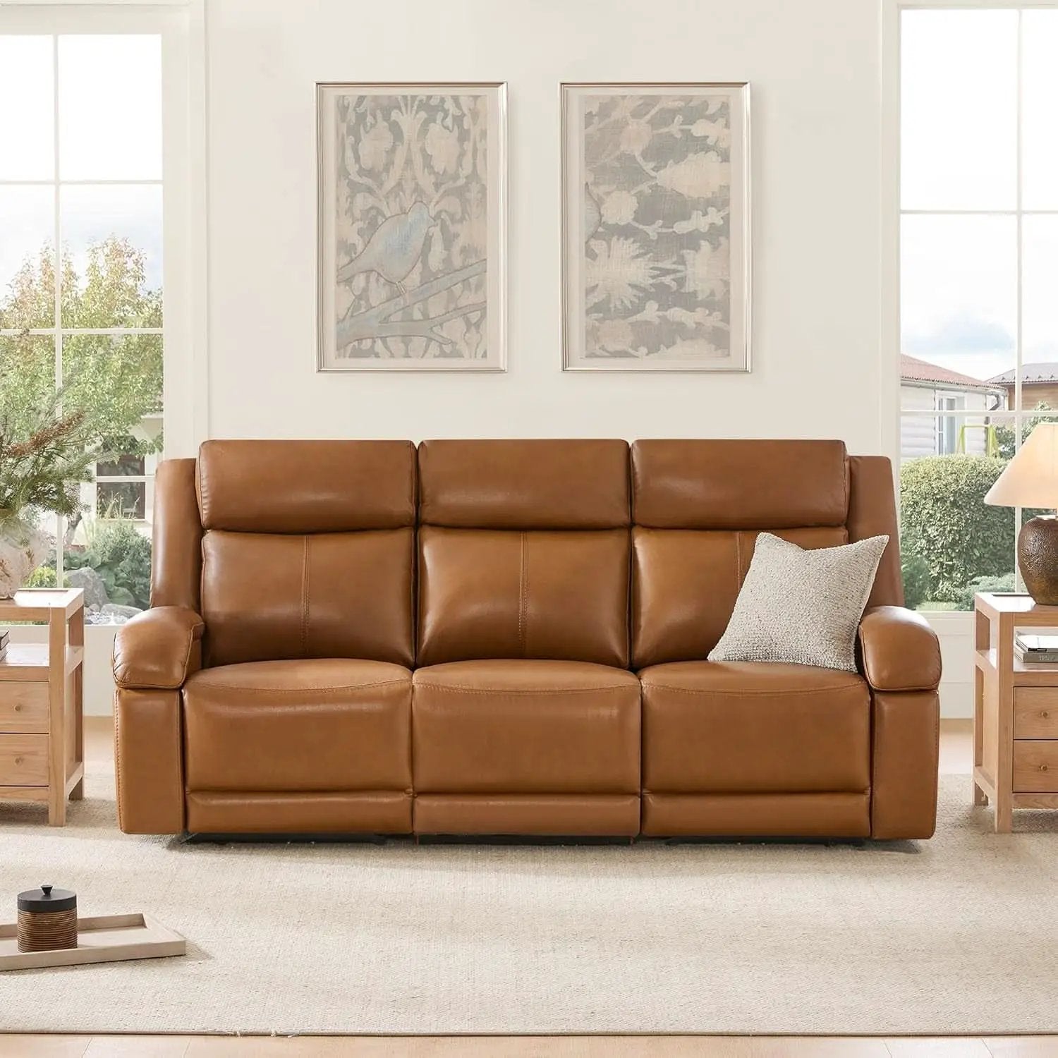 Genuine Leather Power Recliner Sofa 3 Seater USB Ports from PriceLows™