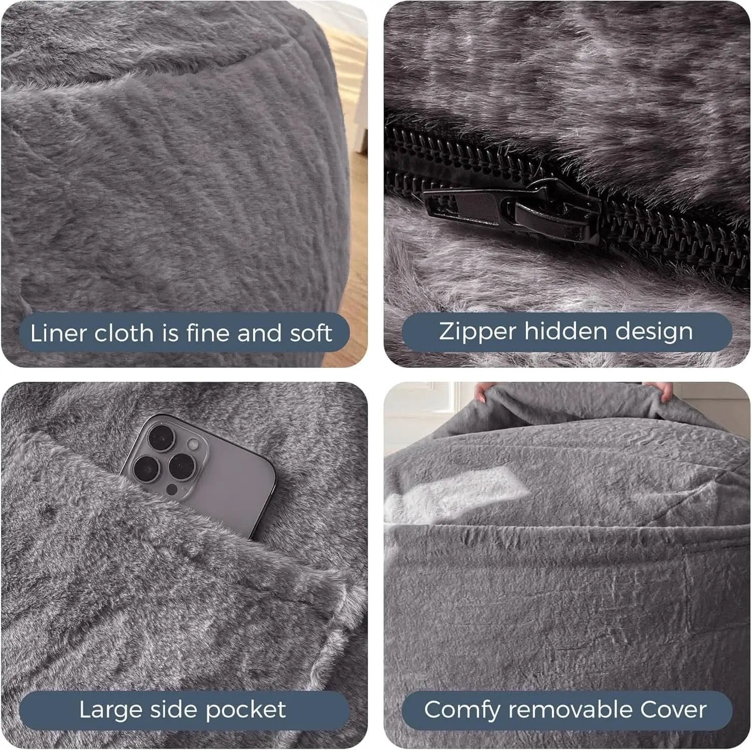 Giant Bean Bag Chair Bed for Adults Convertible Lounger from PriceLows™
