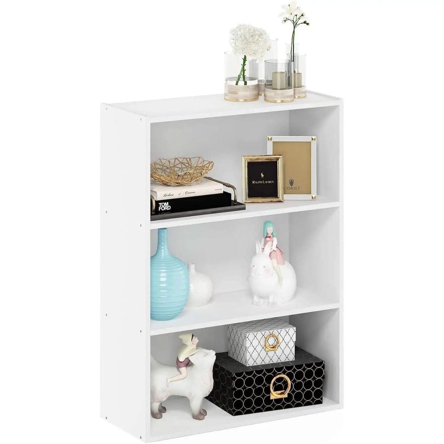 Pasir 3-Tier Open Shelf Bookcase White 31.5 Inch High from PriceLows™