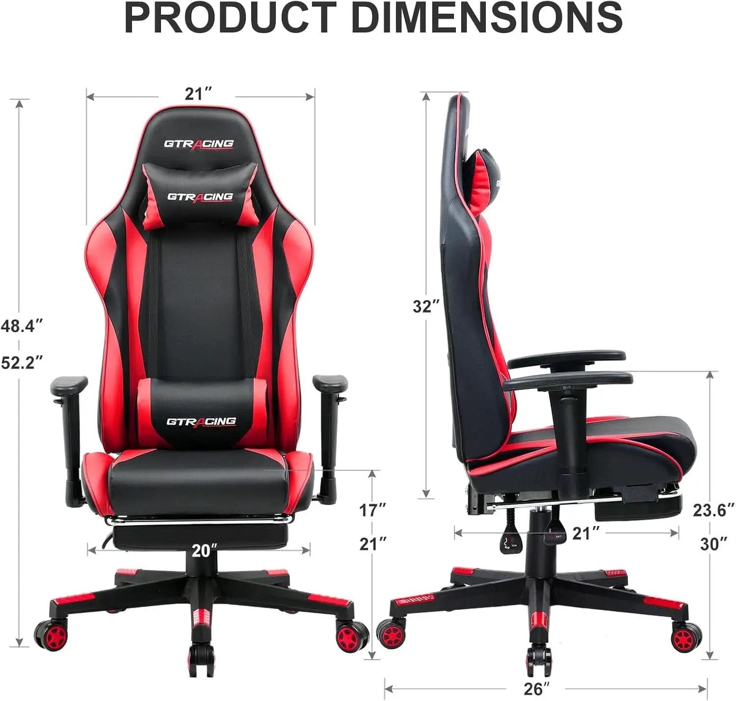 Brick Red Ergonomic Gaming Chair With Footrest And Reclining from PriceLows™