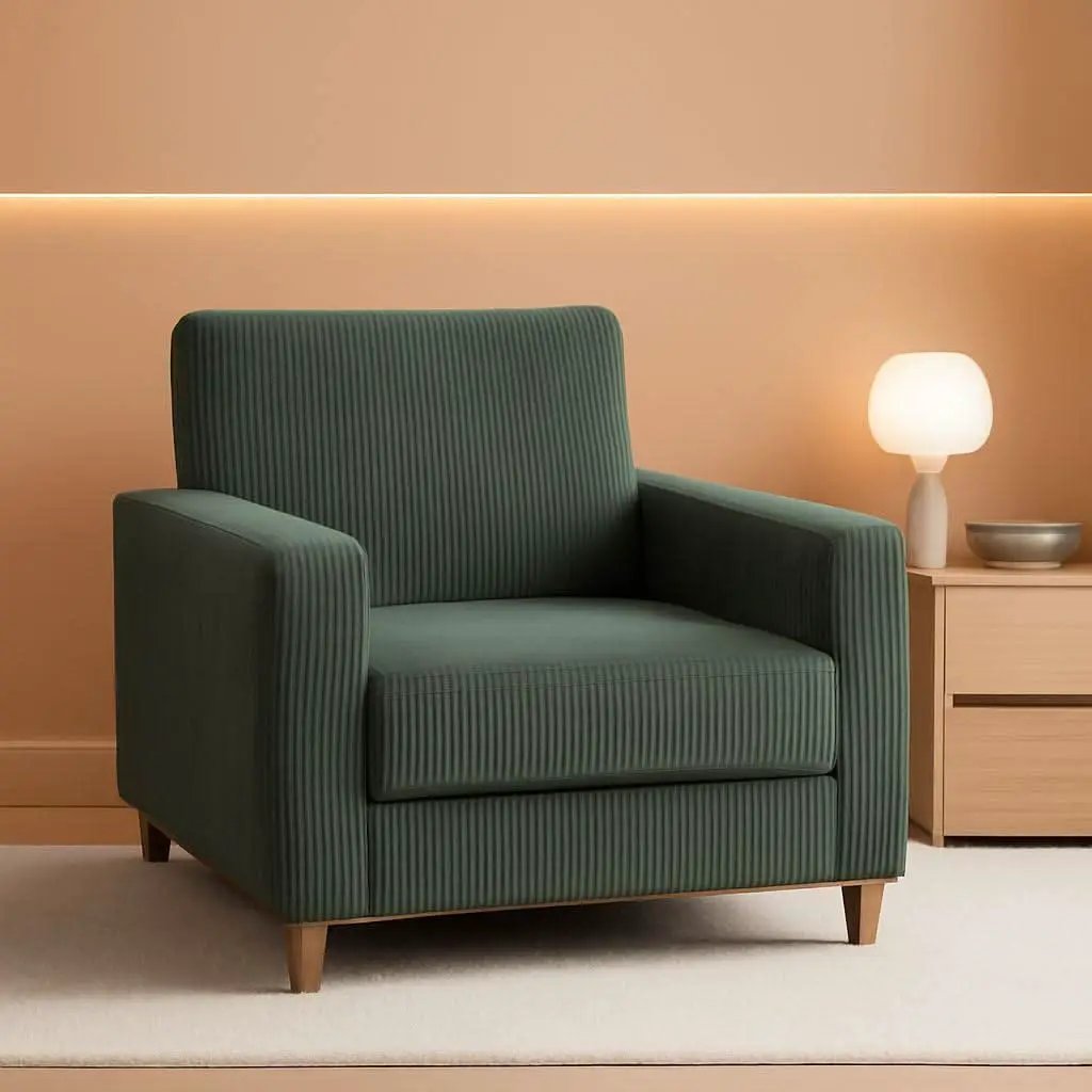 Green Corduroy Accent Chair With 22 Inch Deep Seat from PriceLows™