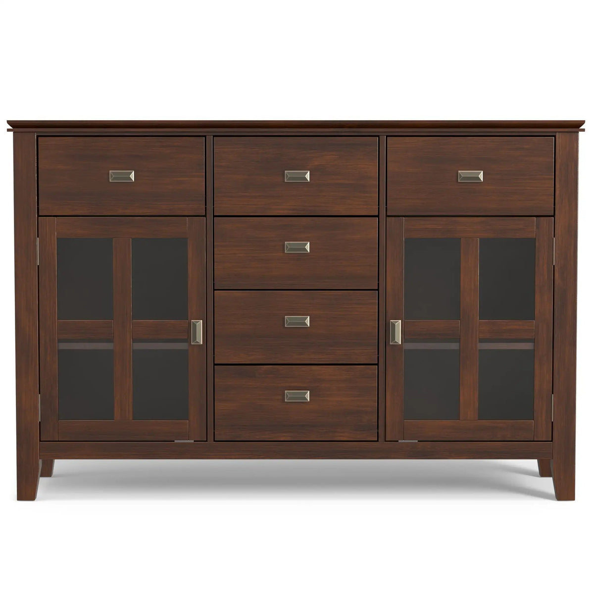 Artisan Sideboard Buffet | Handcrafted Solid Wood | 6 Center Drawers | Metal Glides