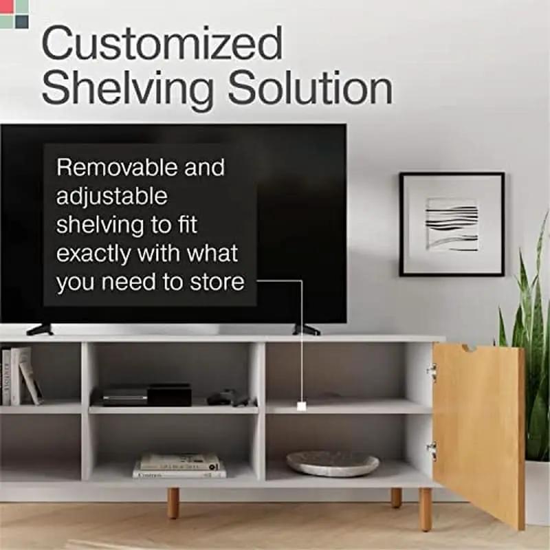 Modern 70 Inch TV Stand With Durable Adjustable Shelves from PriceLows™
