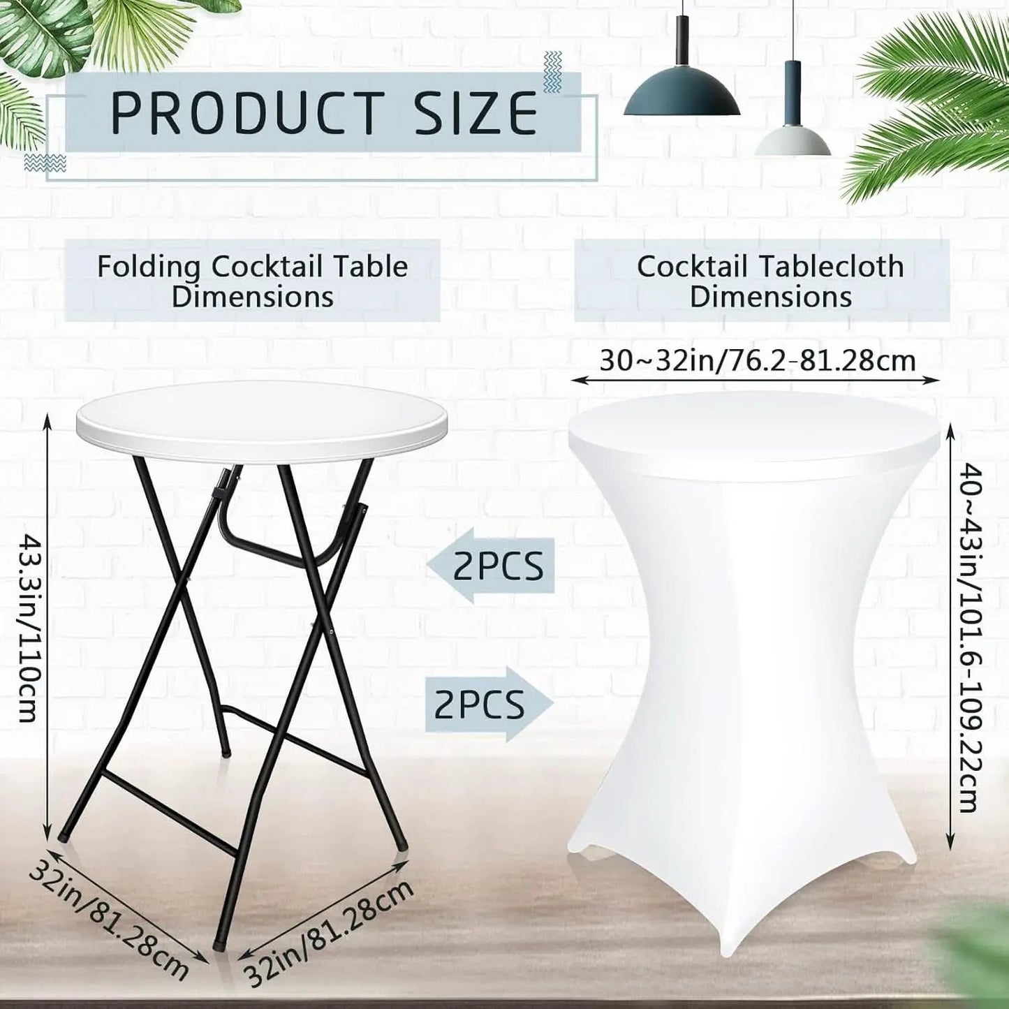32 Inch White HighTop Collapsible Cocktail Table Set from PriceLows™