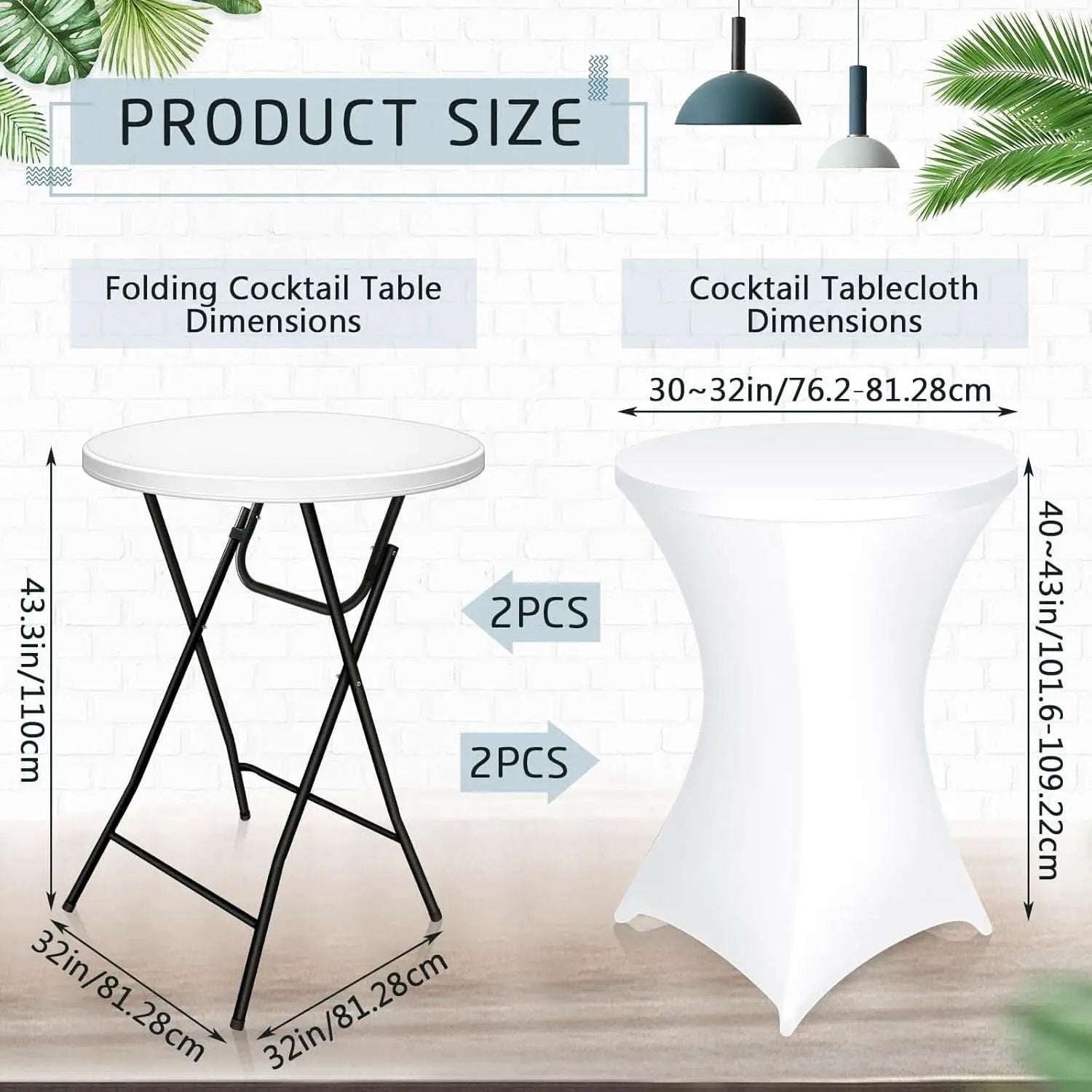 32 Inch White HighTop Collapsible Cocktail Table Set from PriceLows™