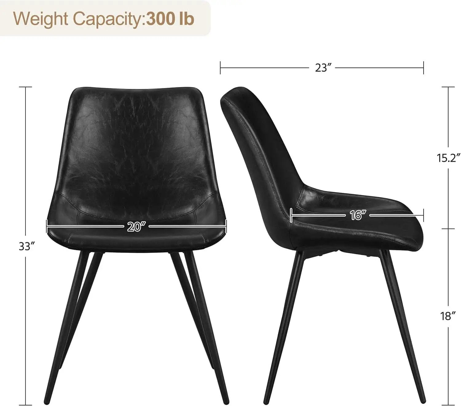 Mid Century Black Faux Leather Dining Chairs Set Of 2 from PriceLows™