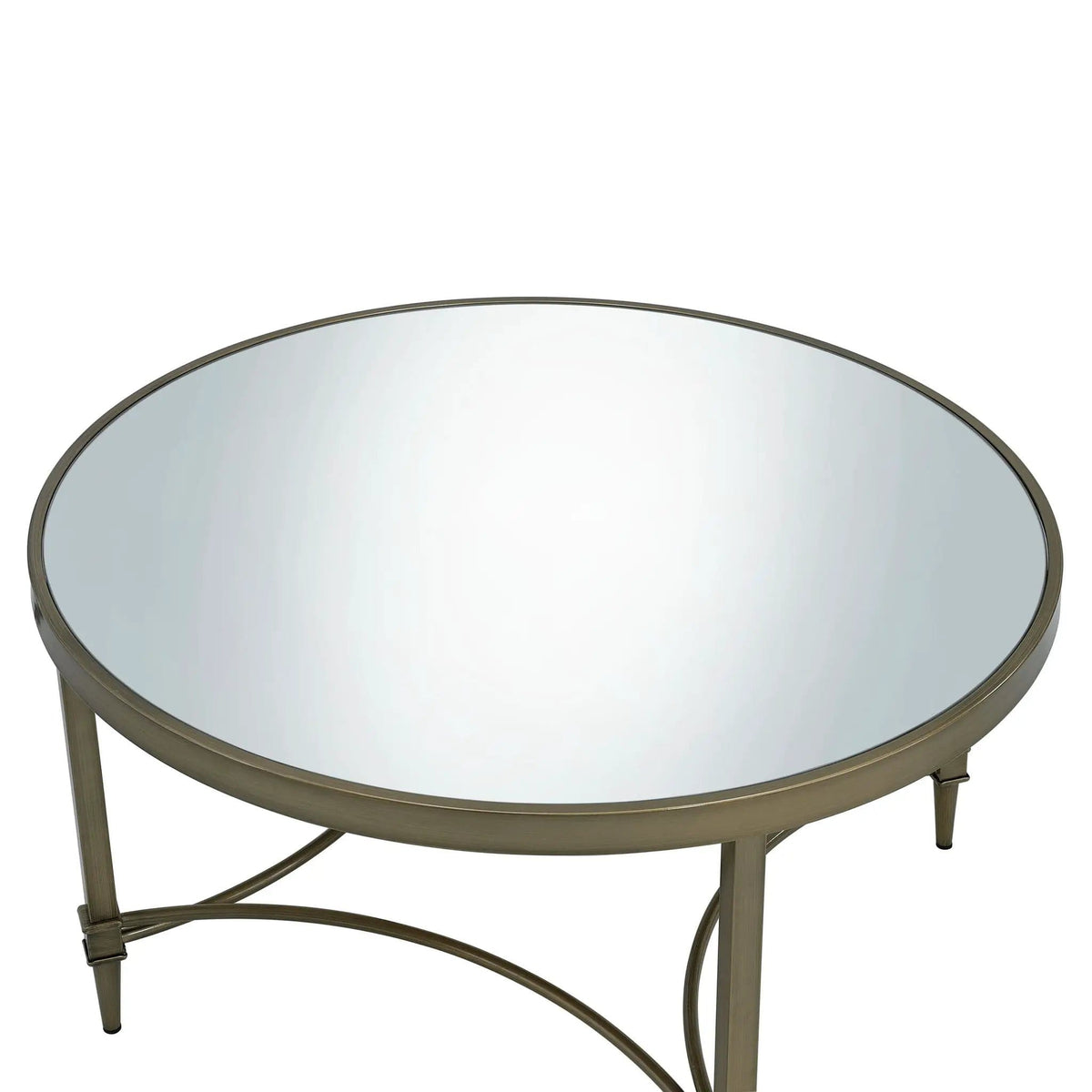 Aditya Mirrored Antique Brass Coffee Table | 36 x 36 x 19 in | Glass & Metal | Antique Brass