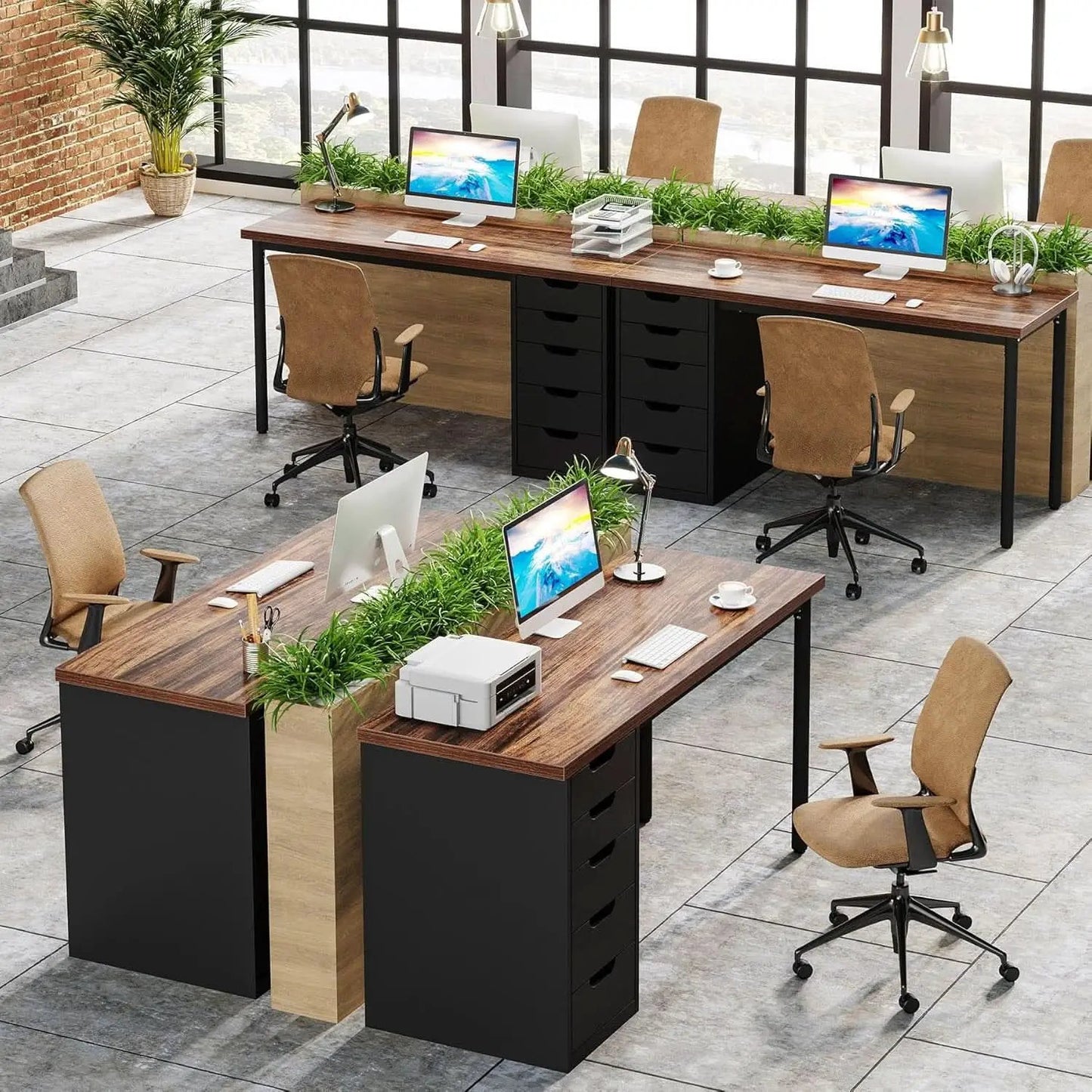 Industrial Rustic Brown Forty Seven Inch Computer Desk Storage from PriceLows™