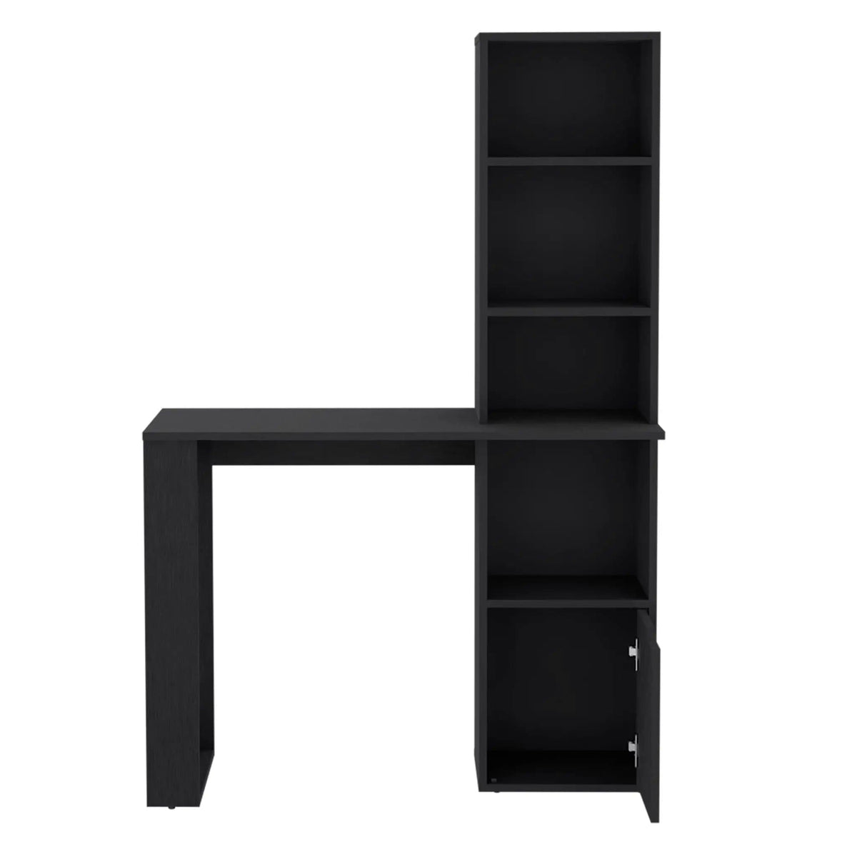 Writing Desk With Bookcase And Cabinet - | 17.8 x 38.8 x 58.3 in | Wood | Black