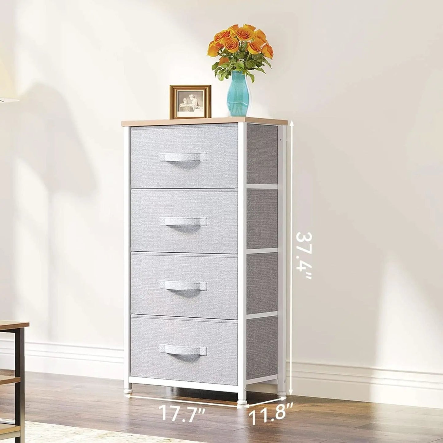 4 Drawer Fabric Dresser Storage Tower With Steel Frame from PriceLows™
