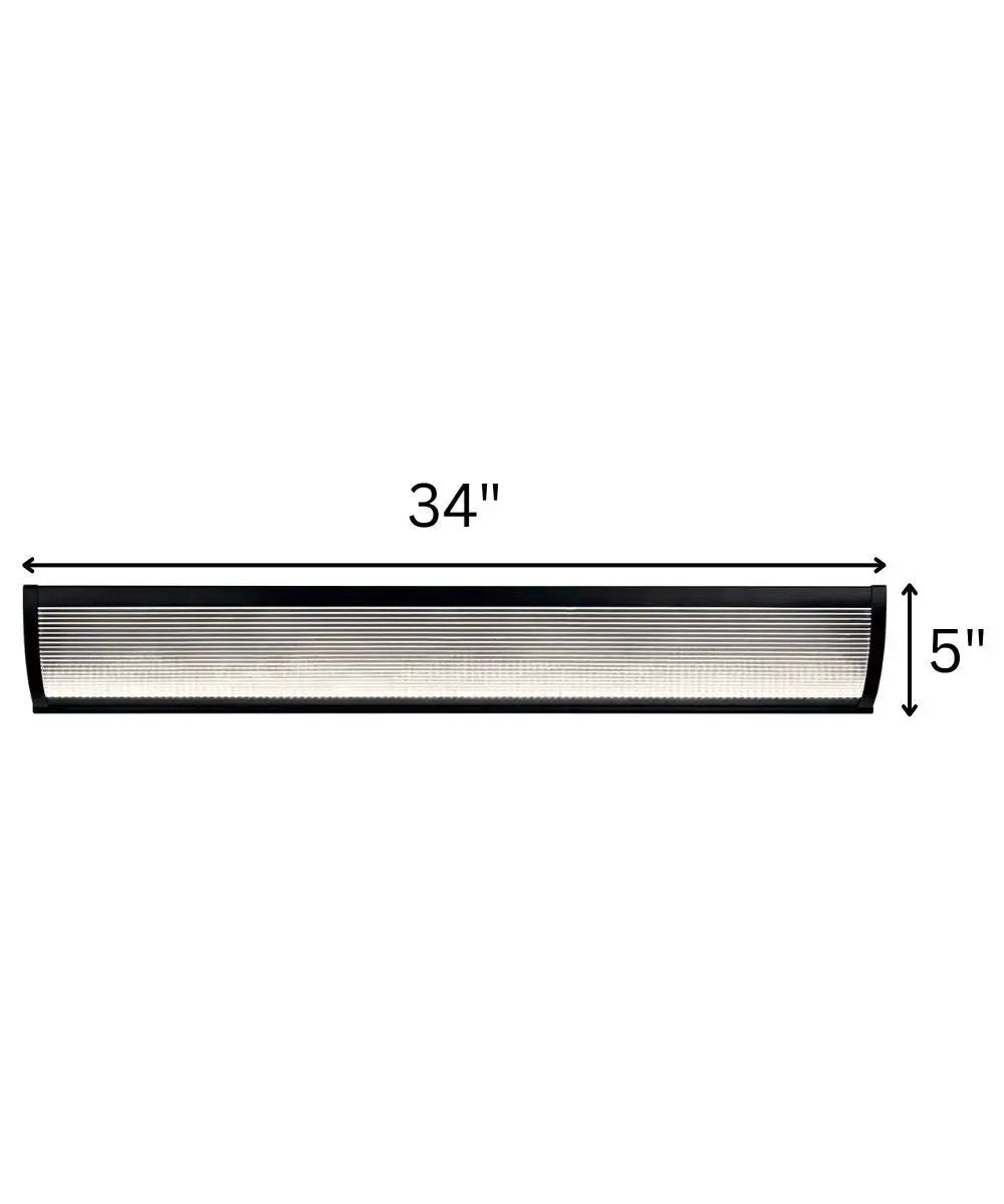 Vanity Light Fixture | 1 Light LED | Matte Black | Clear Ribbed Shade 34W