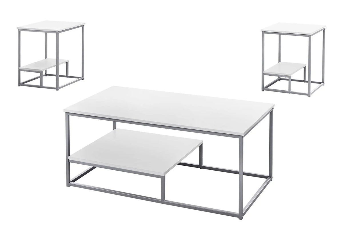 Contemporary Coffee Table Set | Set Of 3 | Elegant Laminate Finish | Raised Bottom Shelf