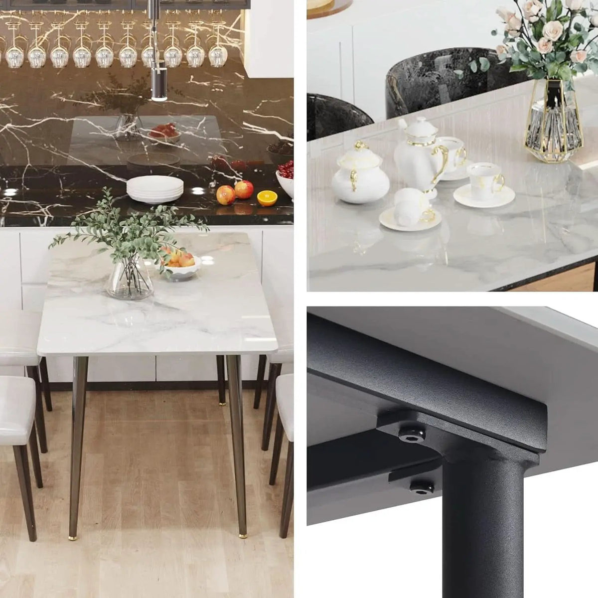 32 Inch Sintered Stone Dining Table With Black Legs from PriceLows™