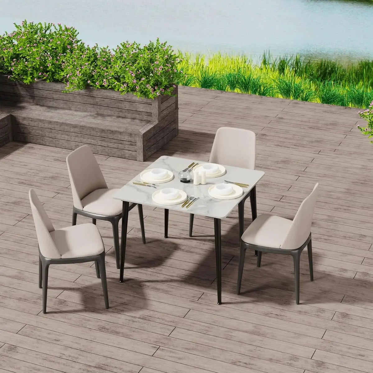 32 Inch Sintered Stone Dining Table With Black Legs from PriceLows™