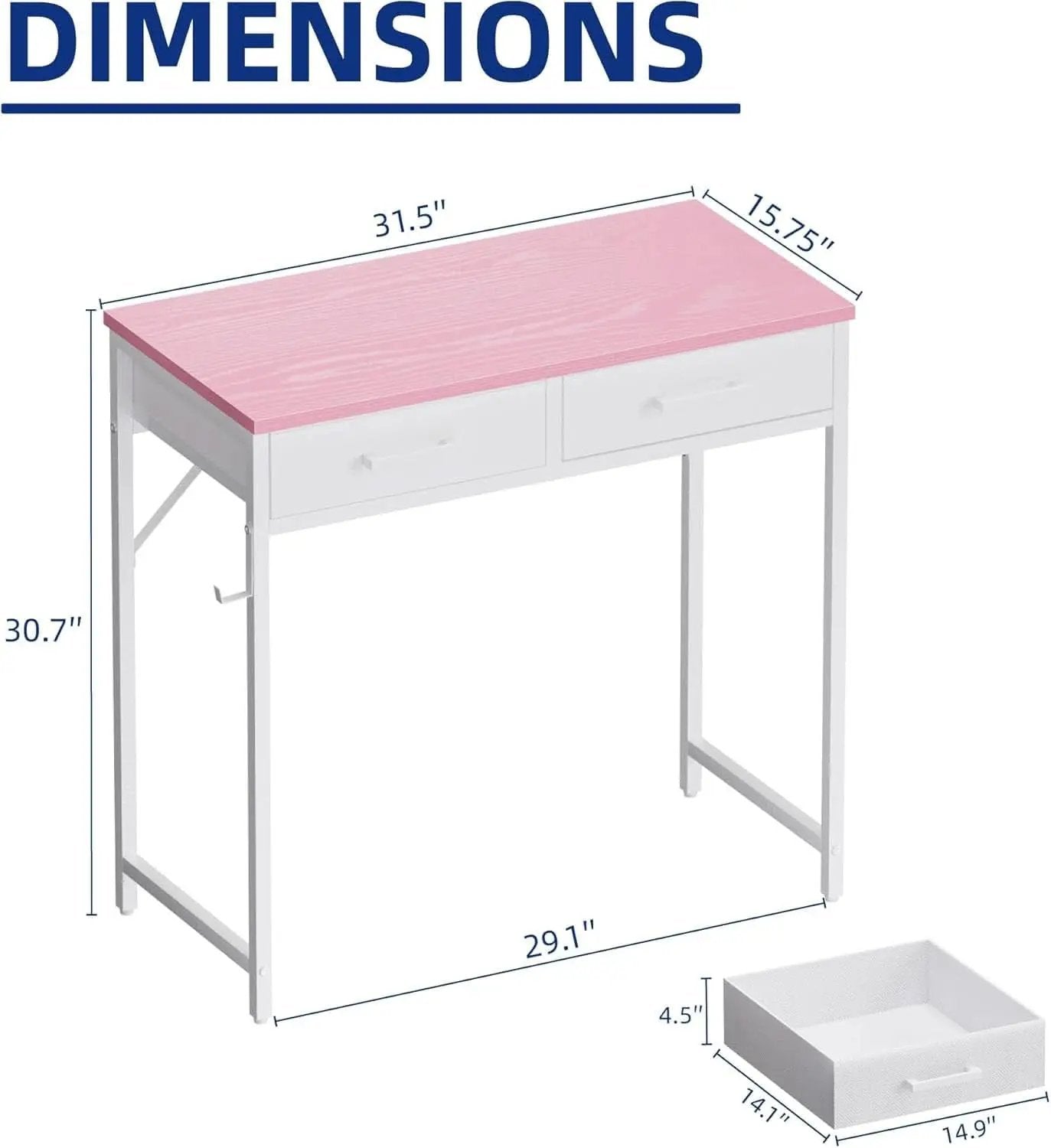 32 Inch Computer Desk With 2 Drawers For Small Spaces from PriceLows™