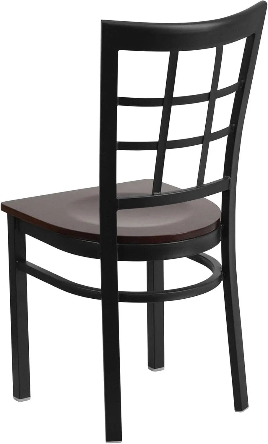 Black Window Back Metal Dining Chair With Walnut Wood Seat from PriceLows™