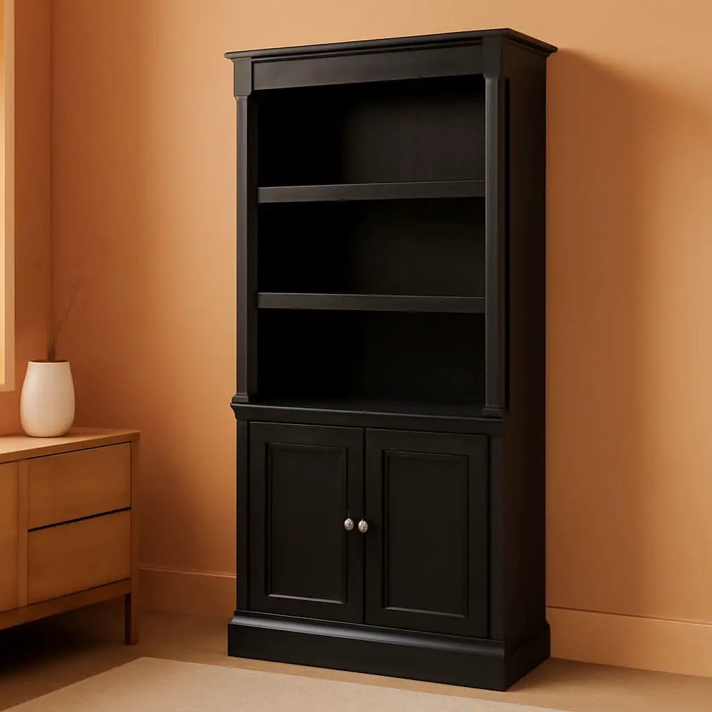 Palladia Library With Doors Bookcase Wind Oak 29 Inch Wide from PriceLows™