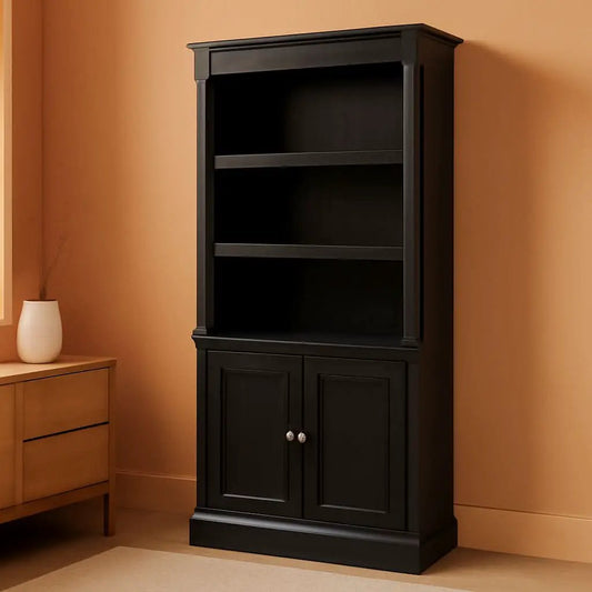 Palladia Library With Doors Bookcase Wind Oak 29 Inch Wide from PriceLows™