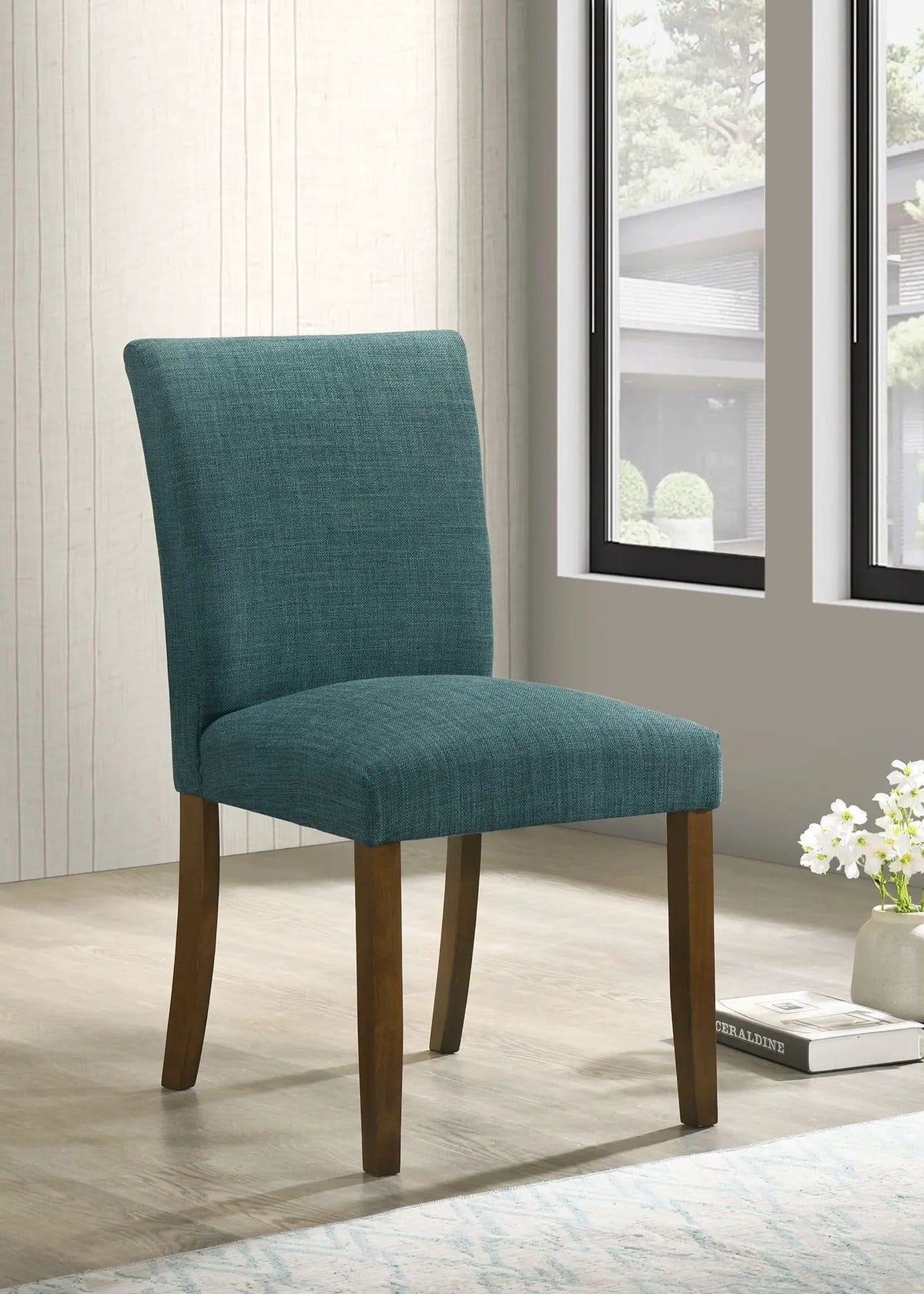 Paxton Upholstered Dining Side Chair Teal Blue (Set of 2) | 19.5 x 23.75 x 36.75 in | Wood | Dining Room