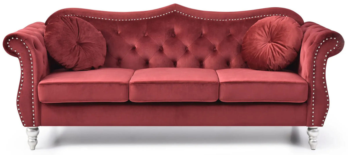 Hollywood Sofa | Updated Glam Design | Hand-Applied Nailhead Trim | Pocketed Coil Cushions