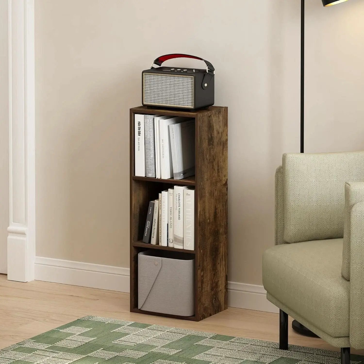 Pasir 3 Tier No Tool Assembly Open Bookcase Amber Pine from PriceLows™
