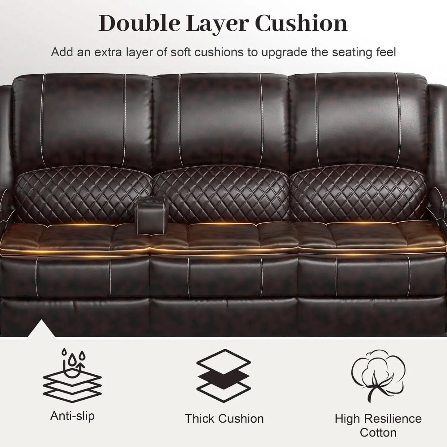 3 Seater Recliner Sofa With Hidden Storage Console from PriceLows™