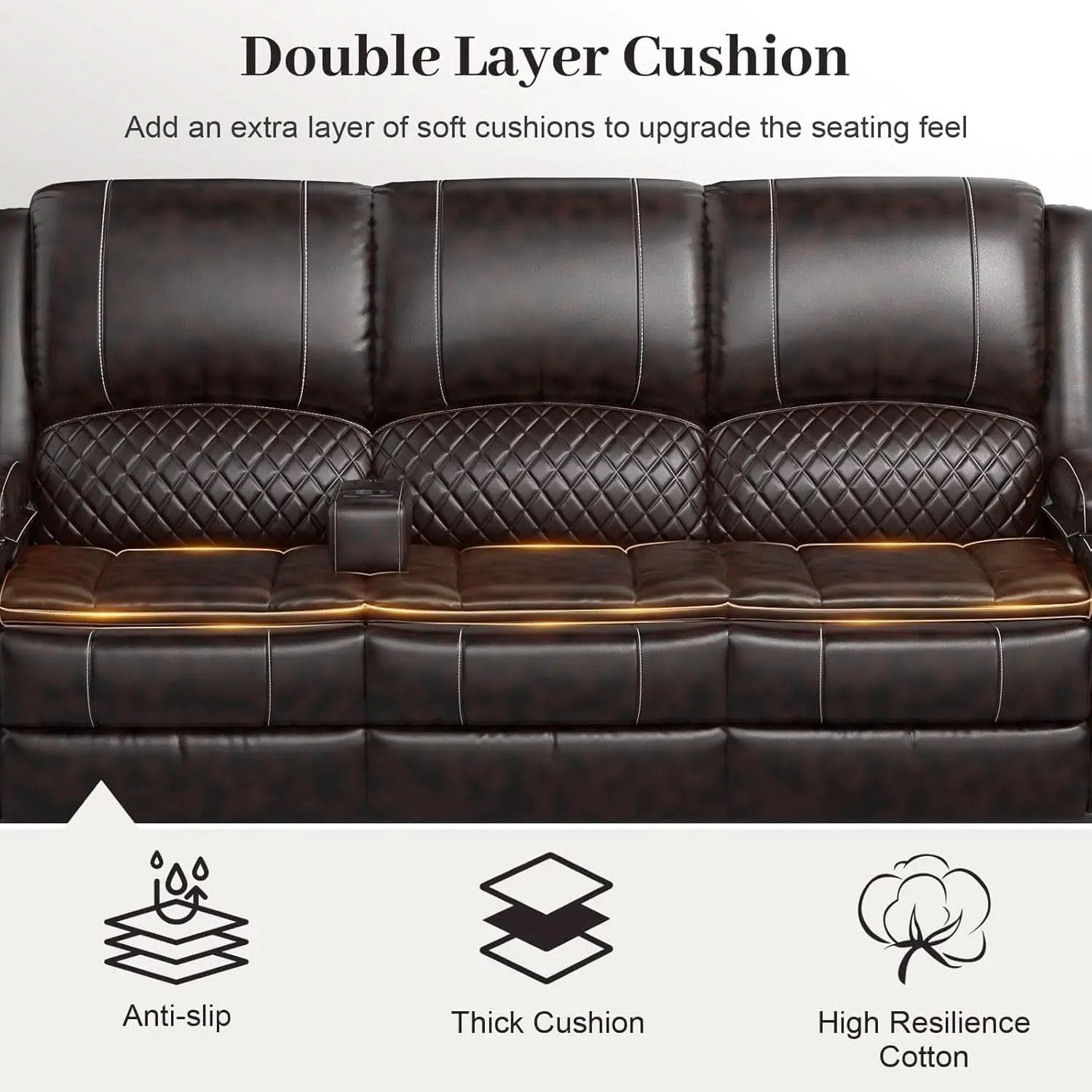 3 Seater Recliner Sofa With Hidden Storage Console from PriceLows™