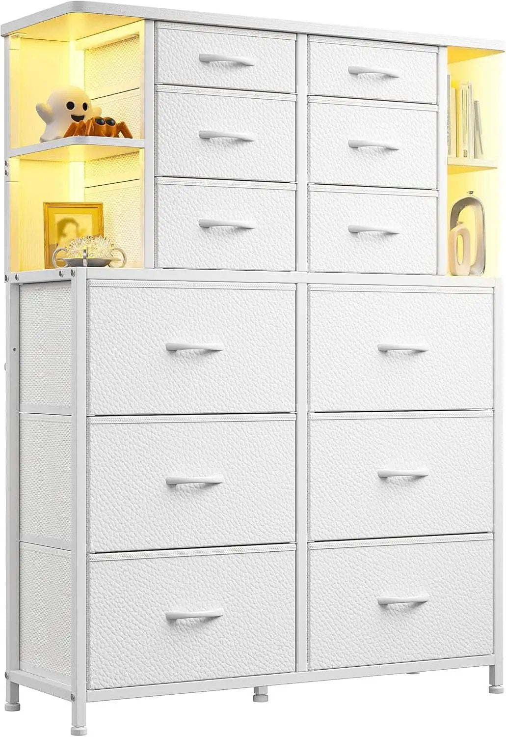 White Bedroom Dresser With LED Lights And 12 Deep Drawers from PriceLows™