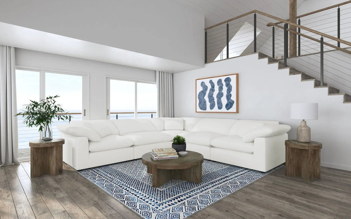 Raleigh 5-piece Boucle Upholstered Modular Sectional | 5-Piece Set | Boucle & Fabric | Ivory