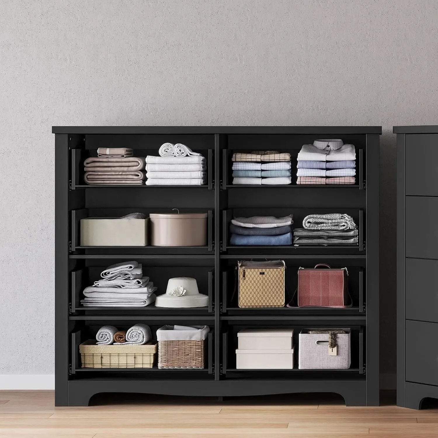 Black Contemporary Dresser With Large Deep Drawers from PriceLows™