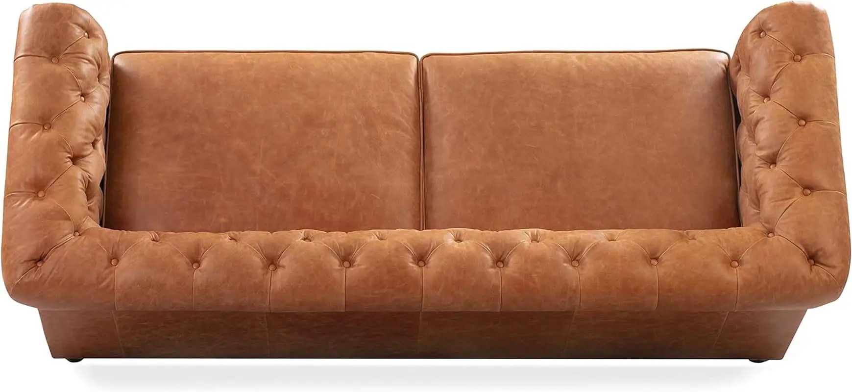 Lyon 87.4 Inch Cognac Tan Sofa Full Grain Leather Finish from PriceLows™