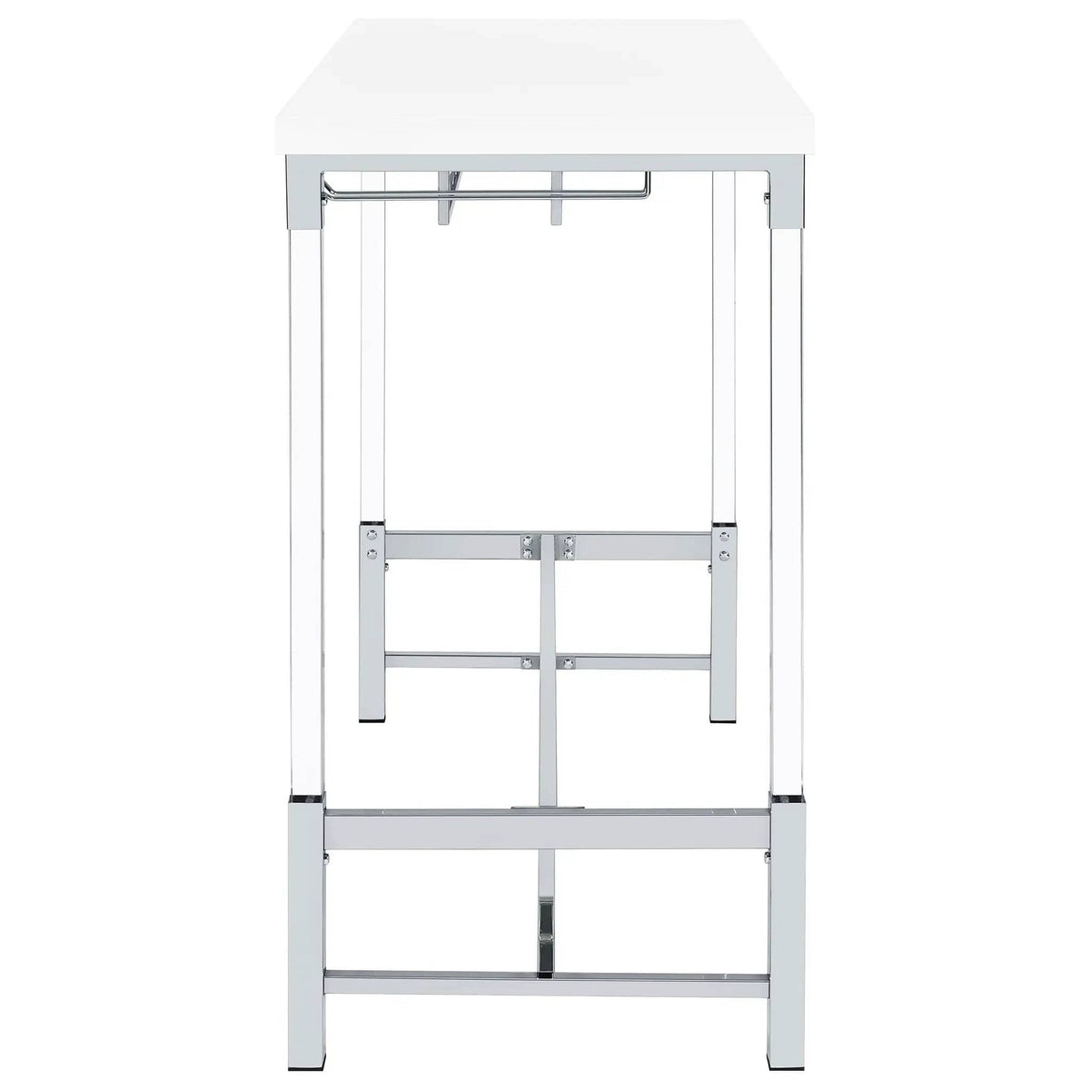 Norcrest 47-inch Acrylic Leg Bar Table White High Gloss | 47.25 x 22.5 x 42.25 in | Acrylic | Home