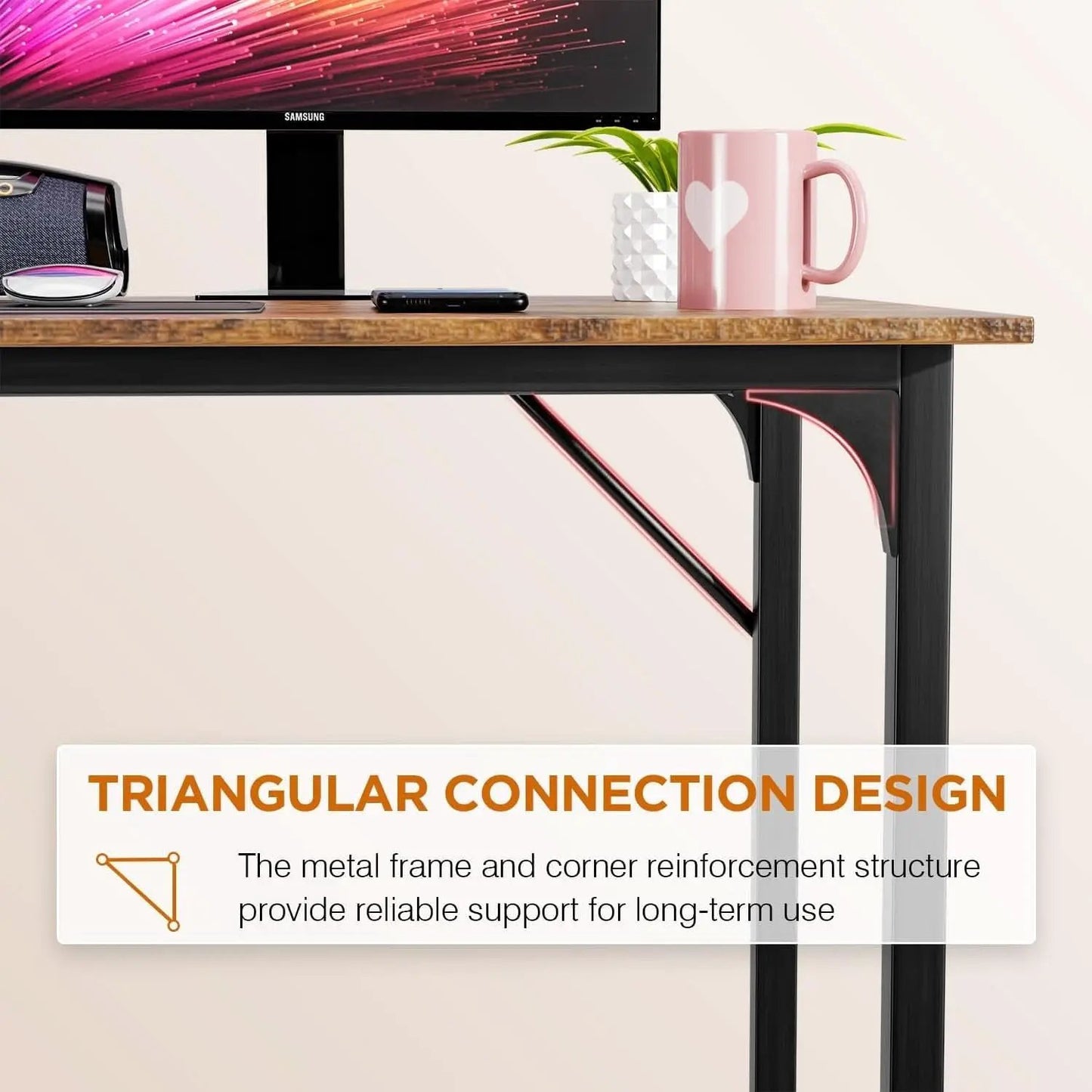 32 Inch Brown Computer Desk For Small Home Office Setup from PriceLows™
