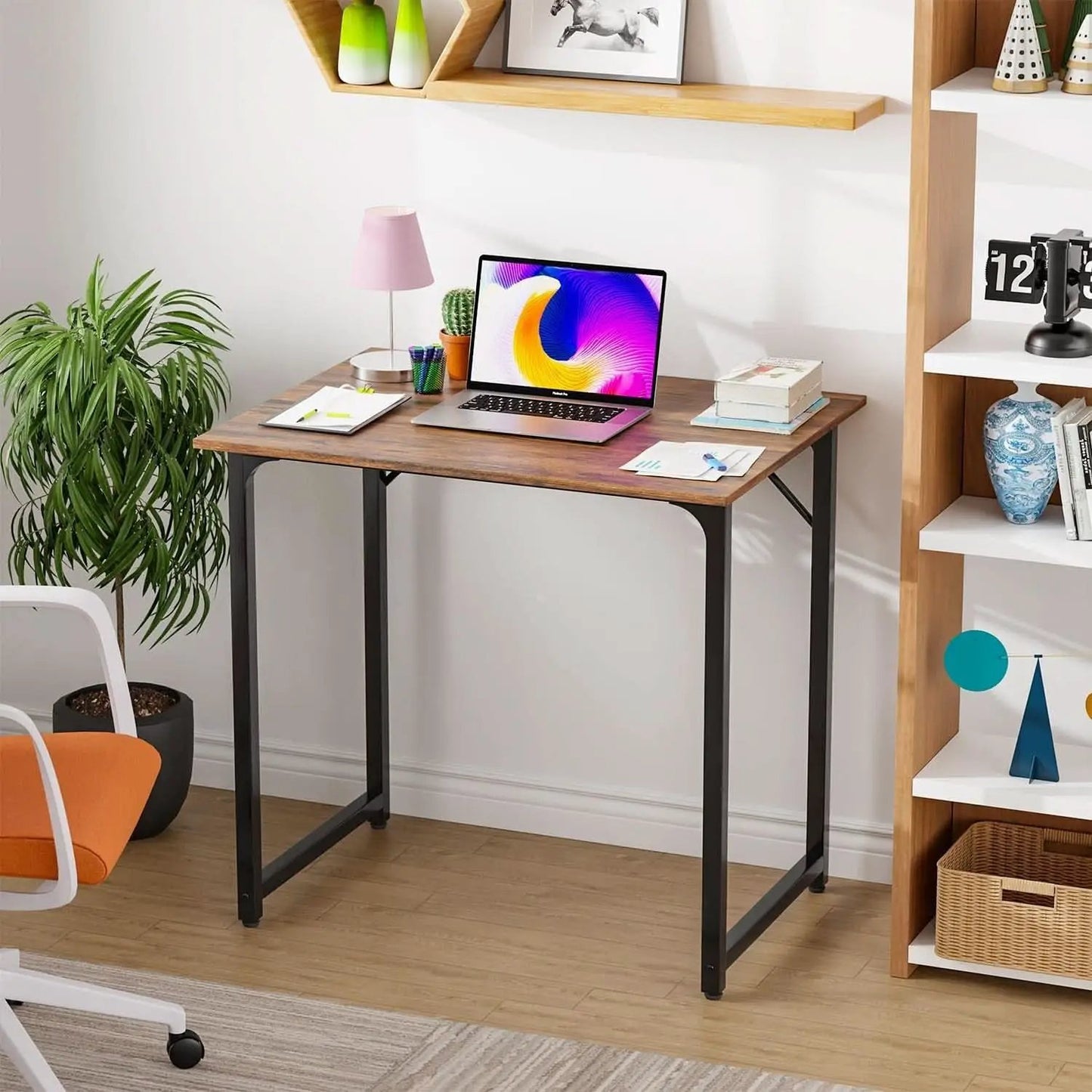 32 Inch Brown Computer Desk For Small Home Office Setup from PriceLows™