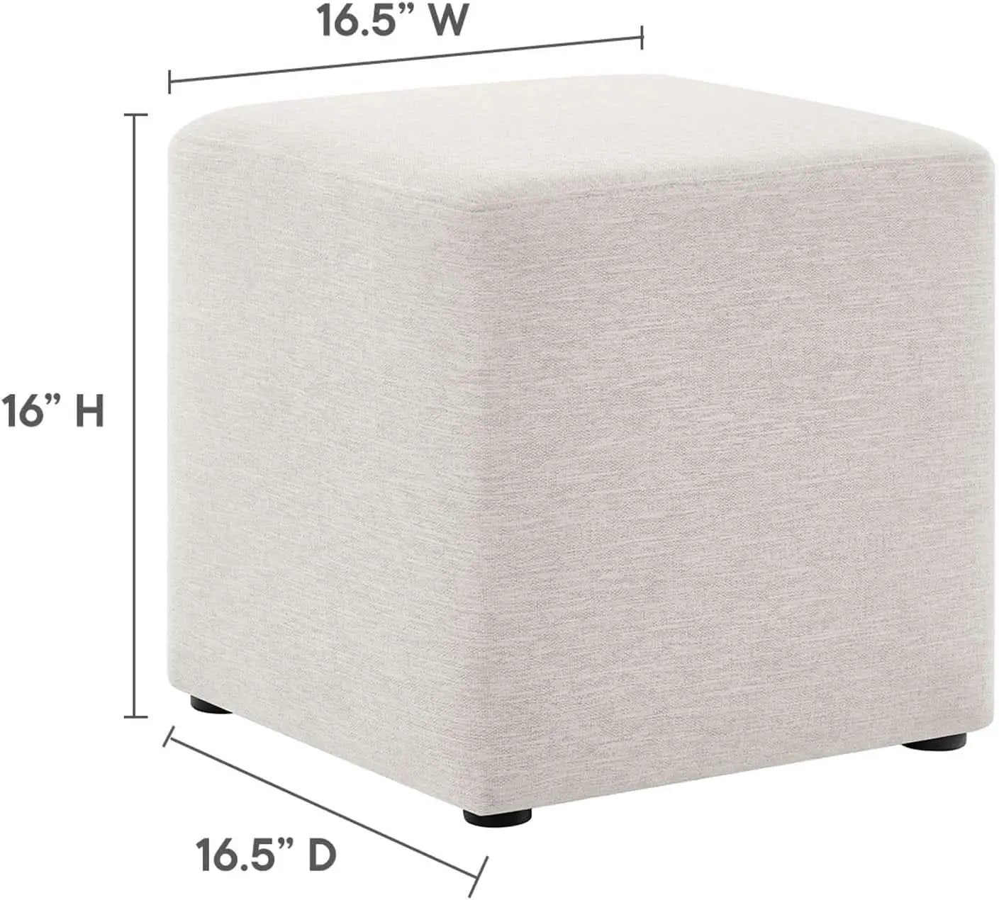 Callum 17 Inch Ivory Square Hand crafted Textured Woven Ottoman from PriceLows™