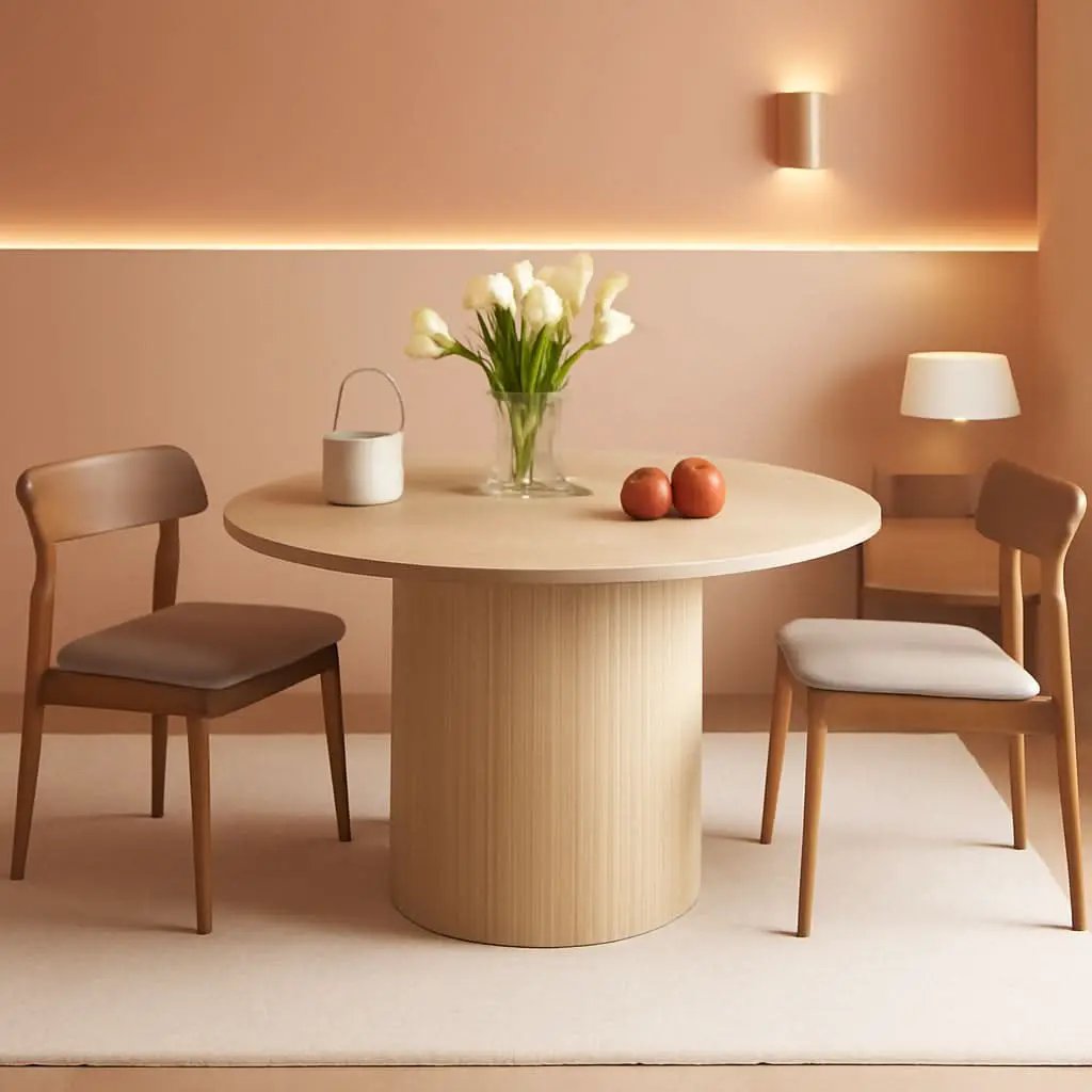 Round Dining Table For 4 47 Inch Modern Farmhouse Natural from PriceLows™