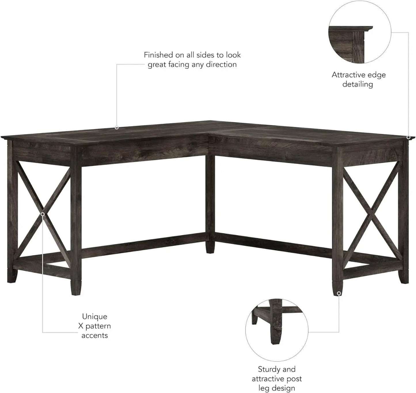 60 Inch L Shaped Desk Modern Farmhouse Home Office from PriceLows™