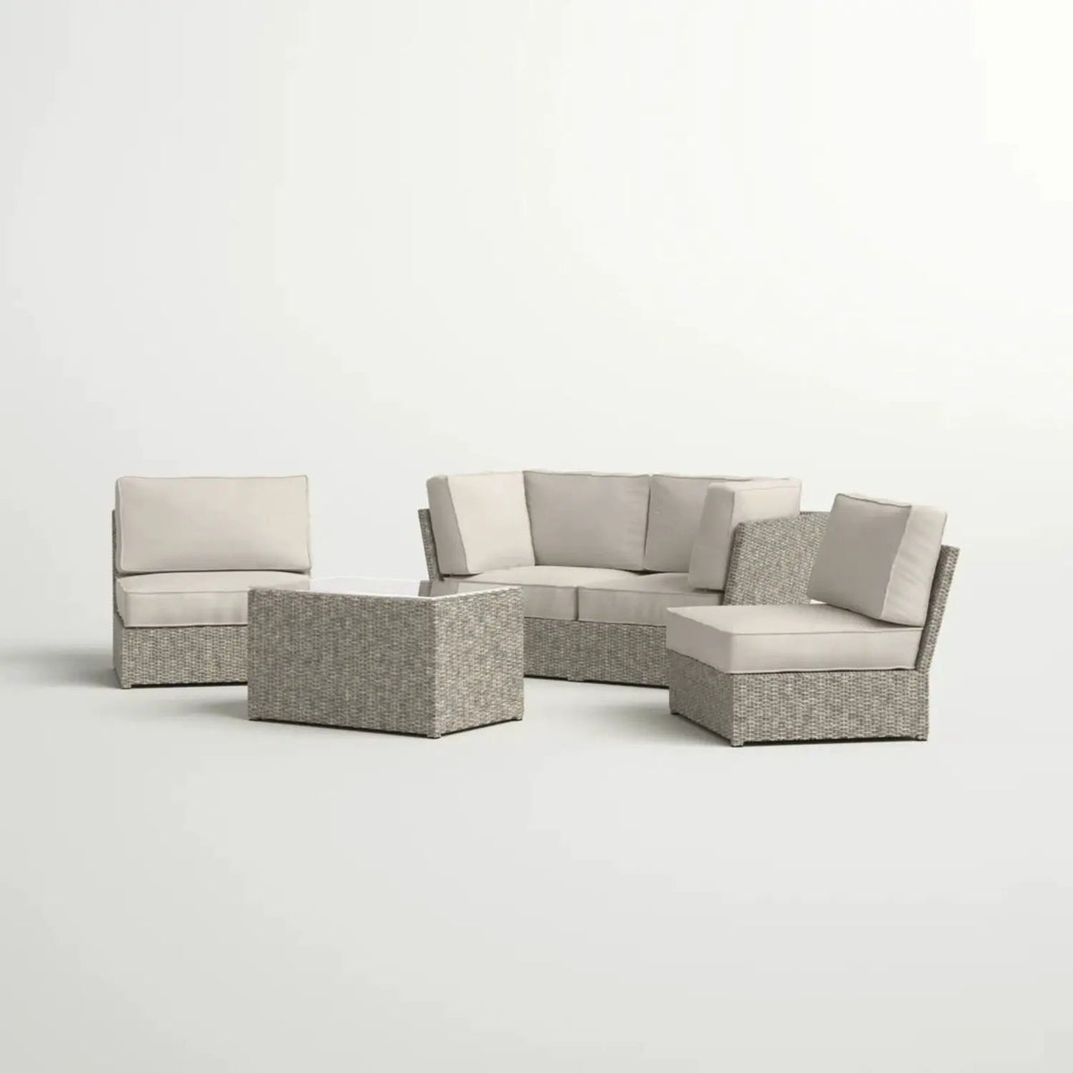 Modular Wicker Patio Seating Group | HDPE Wicker | Rustproof Aluminum Frame | 10 Thick Cushions