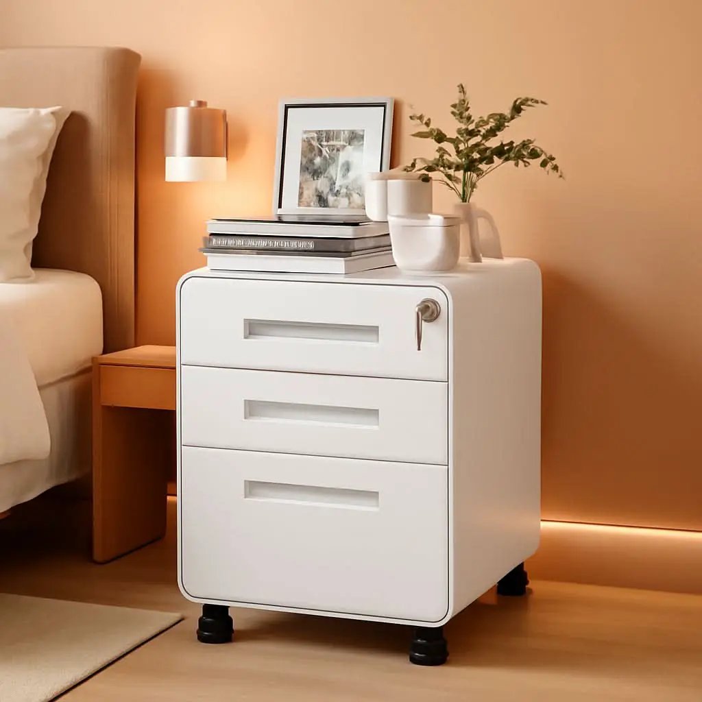 Mobile File Cabinet Home Office 3 Drawer White Under Desk from PriceLows™