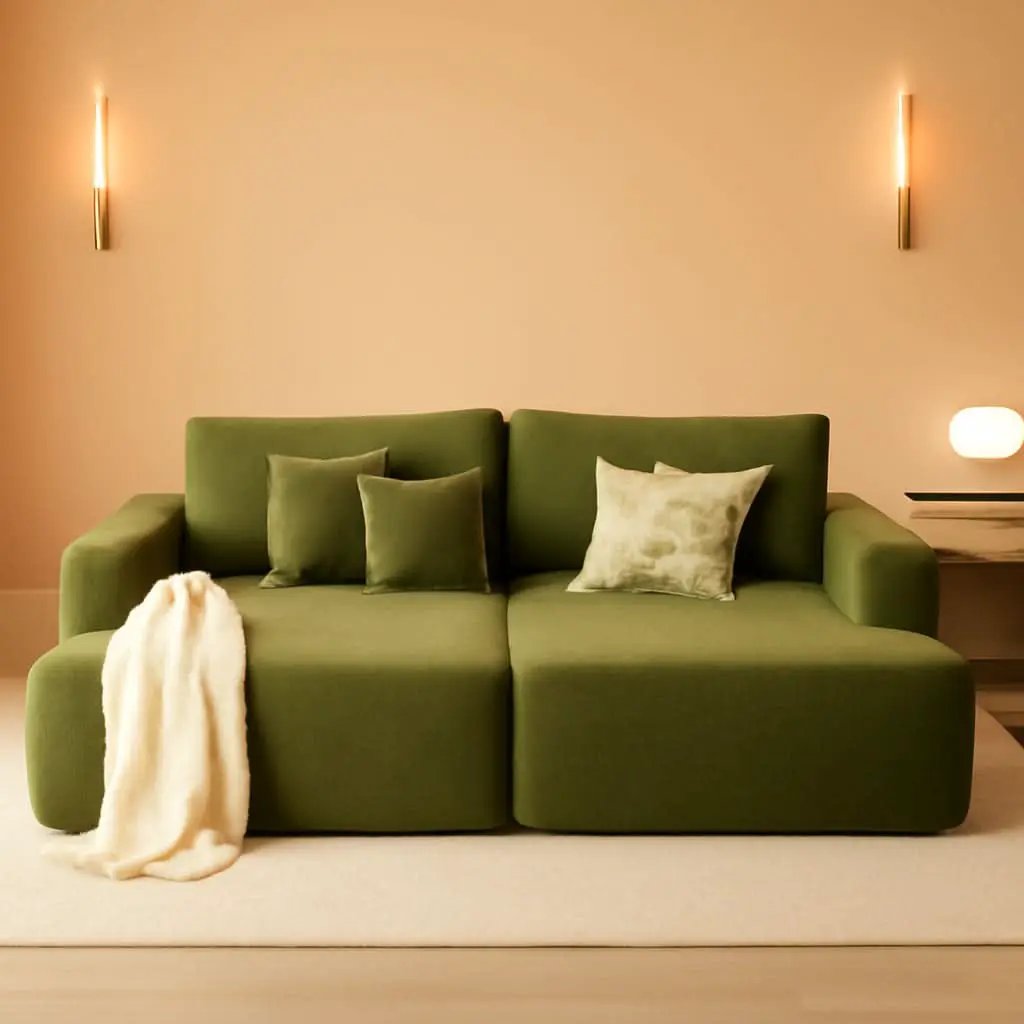 Green Cloudlike Velvet Oversized Double Chaise Lounge from PriceLows™