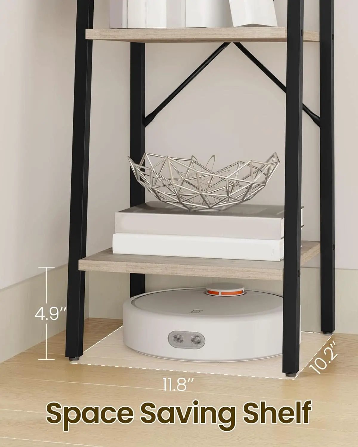 Greige 5 Tier Ladder Shelf Bookcase Freestanding Corner from PriceLows™