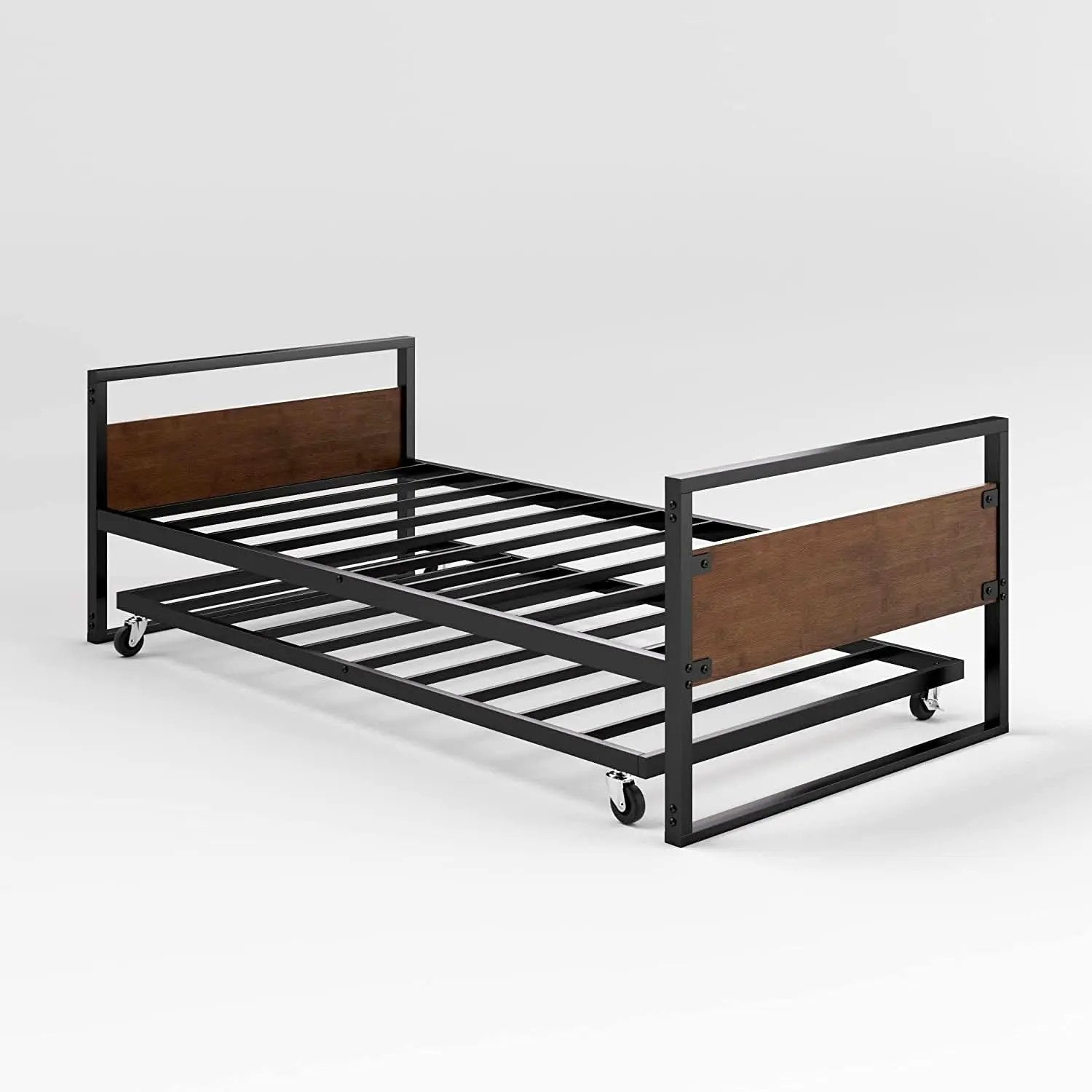 Twin Over Full Metal Bunk Beds With Trundle In Black from PriceLows™