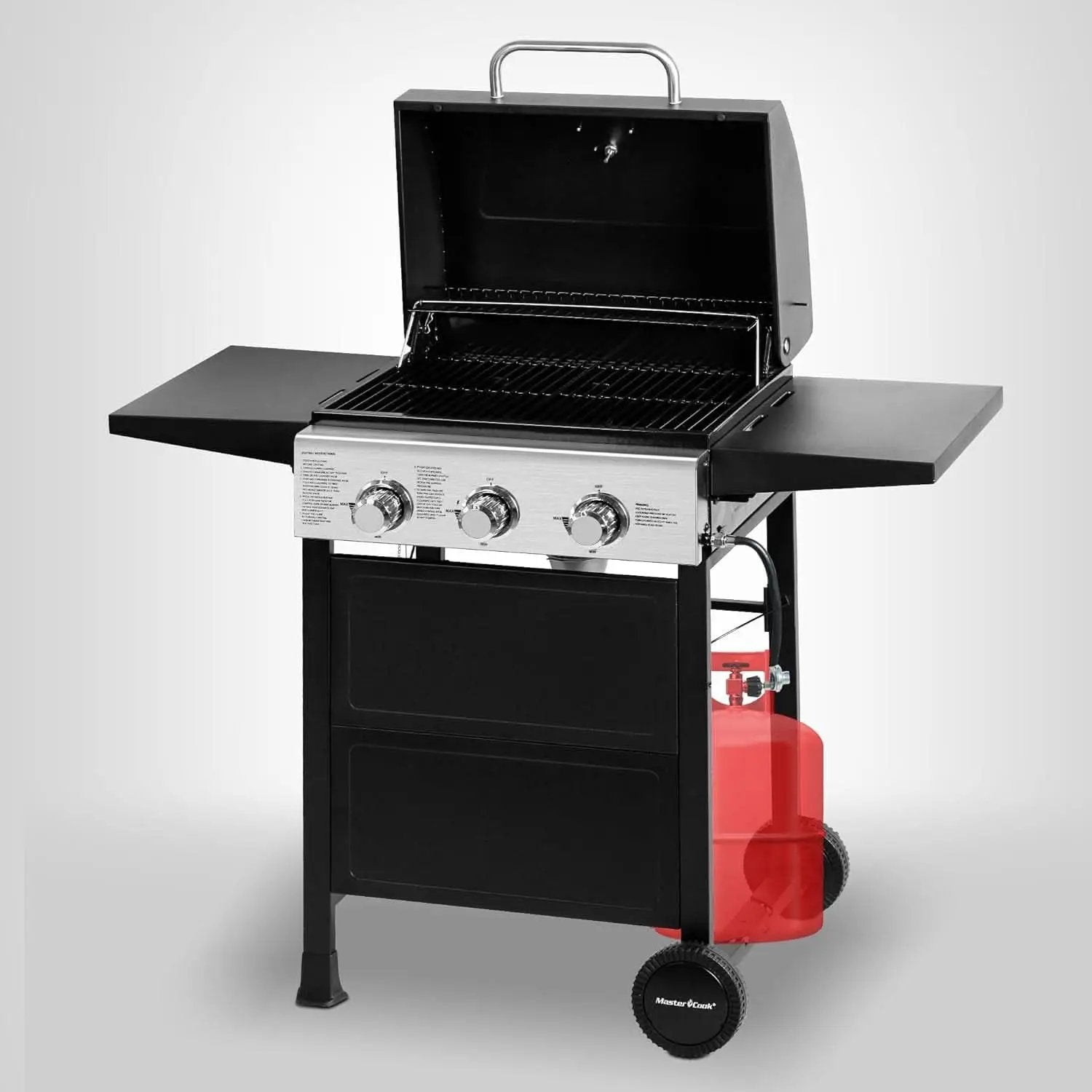 3-Burner Propane Gas Grill With Foldable Side Shelves 30,000 BTU Stainless Steel Outdoor Grill from PriceLows™