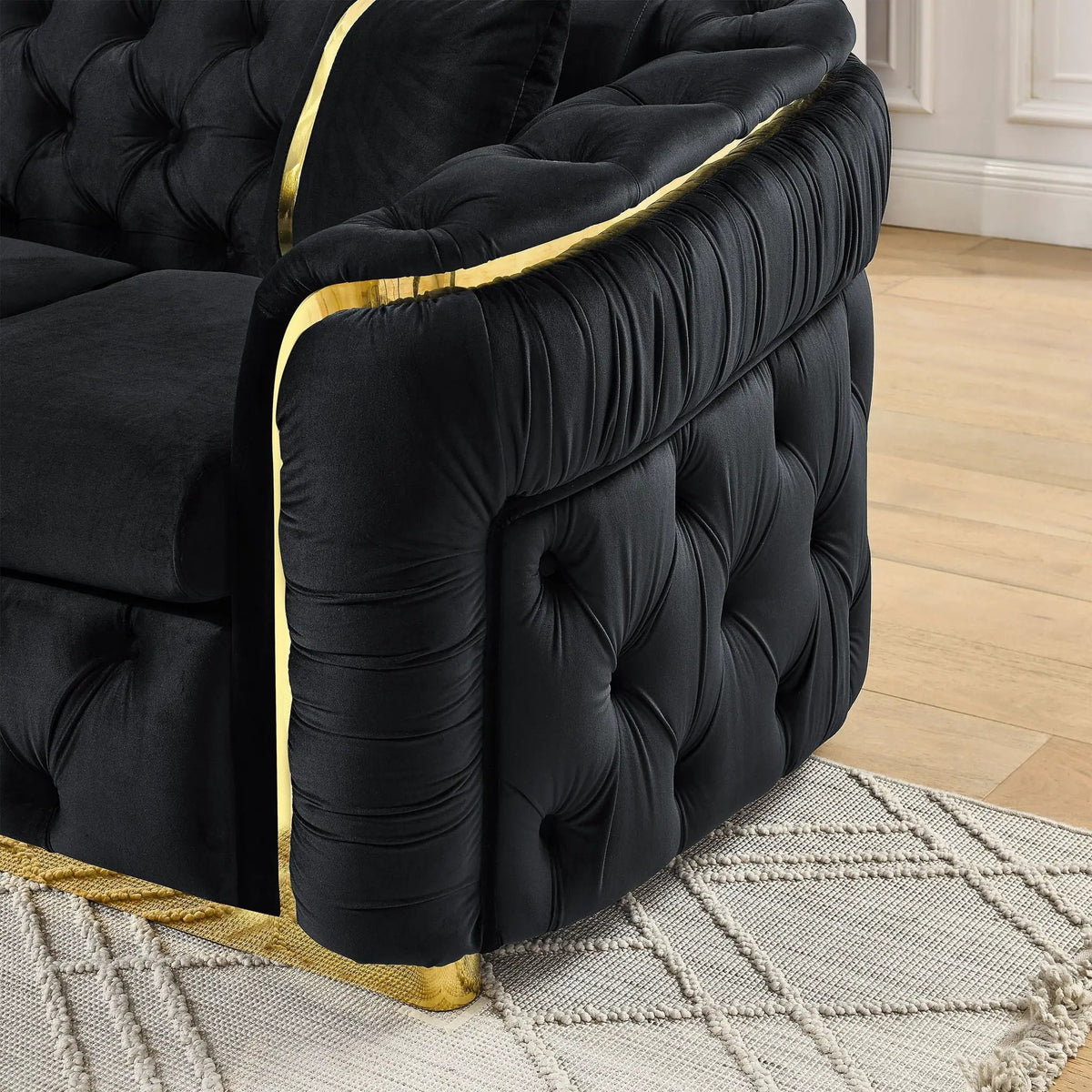 Button Tufted Chesterfield Sofa | 3 Seater | 2 Decorative Pillows | 90.6 Inch Length